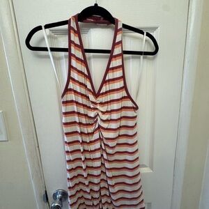 torrid Cream and Rust Striped Ribbed Halter Tank